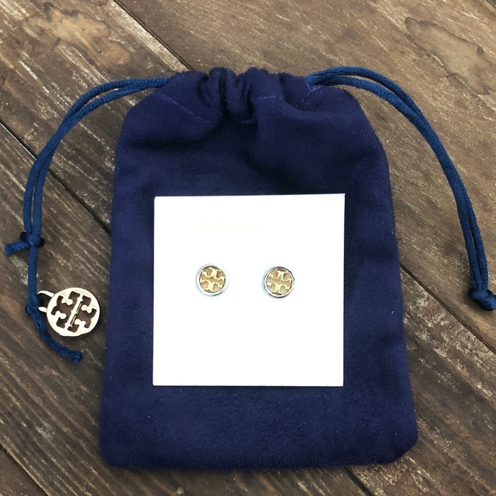 Tory Burch Gold and Silver Logo Studs